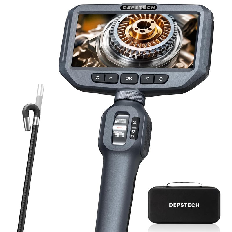 DEPSTECH Two-Way Articulating Borescope Camera with Light, Industrial Endoscope with Articulated Probe, Flexible Mechanic Snake Inspection Camera for Wall Automotive Engine Inspect-5FT - Image 1